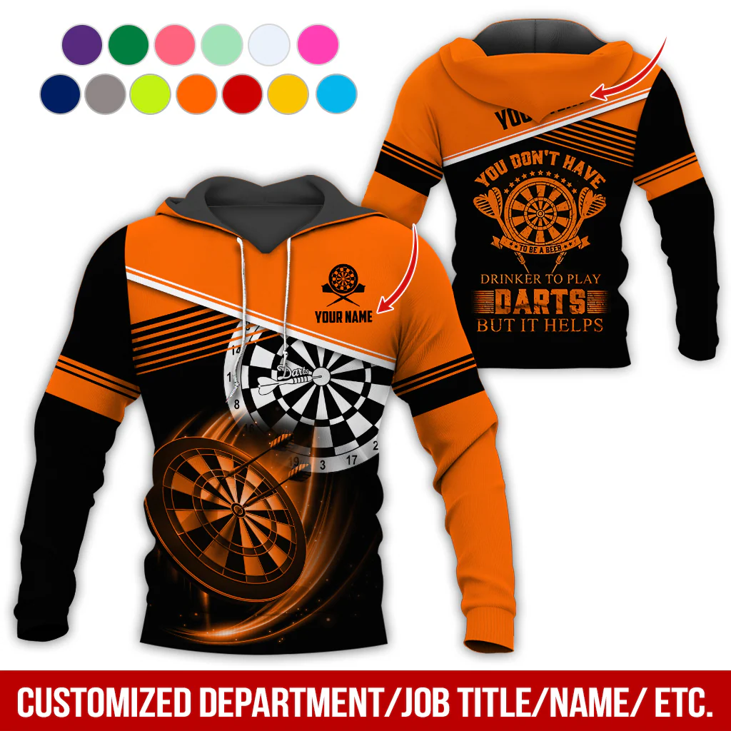 Customized Name & Text & Text Darts Premium Hoodie, You Don't have Drinker Yo Play Darts But It Helps Hoodie, Perfect Gift For Darts Lovers, Friend, Family - Image 9