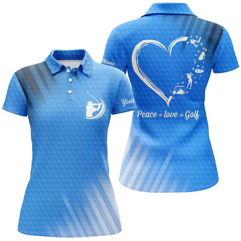 Customized Name Women Golf Polo Shirts, Multi color Women Golf Polo Shirts Peace Love Golf, Personalized Best Women Golf Shirts For Golfers, Golf Lovers - Image 4