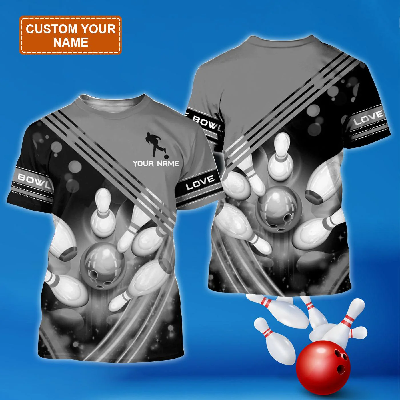 Customized Name Yellow Bowling T Shirt, Personalized Bowling Team Uniform - Best Gift For Bowling Member, Bowling Lovers - Image 2