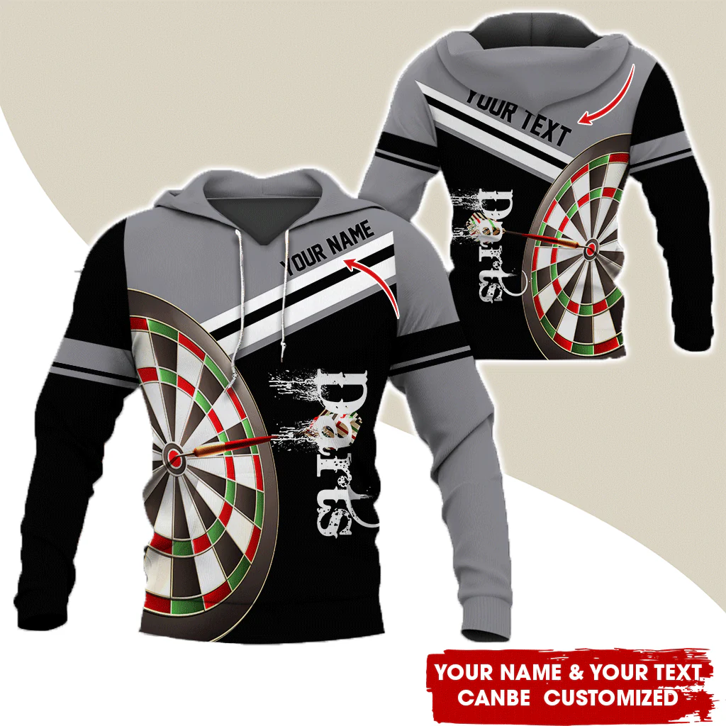 Customized Name & Your Text Darts Premium Hoodie, Darts Pattern Hoodie, Perfect Gift For Darts Lovers, Friend, Family - Image 2