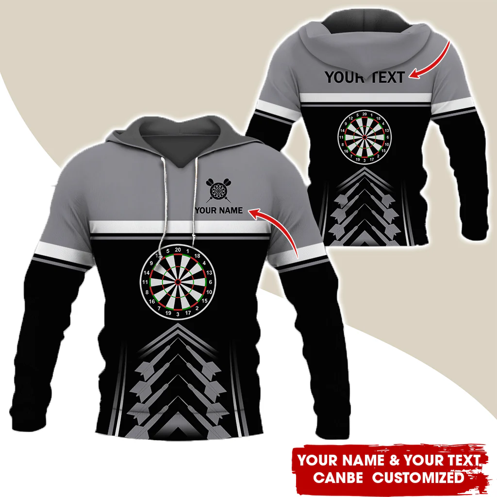 Customized Name & Your Text Darts Premium Hoodie, Darts Pattern & White Stripes Hoodie For Men & Women, Perfect Gift For Darts Lovers, Friend, Family - Image 2