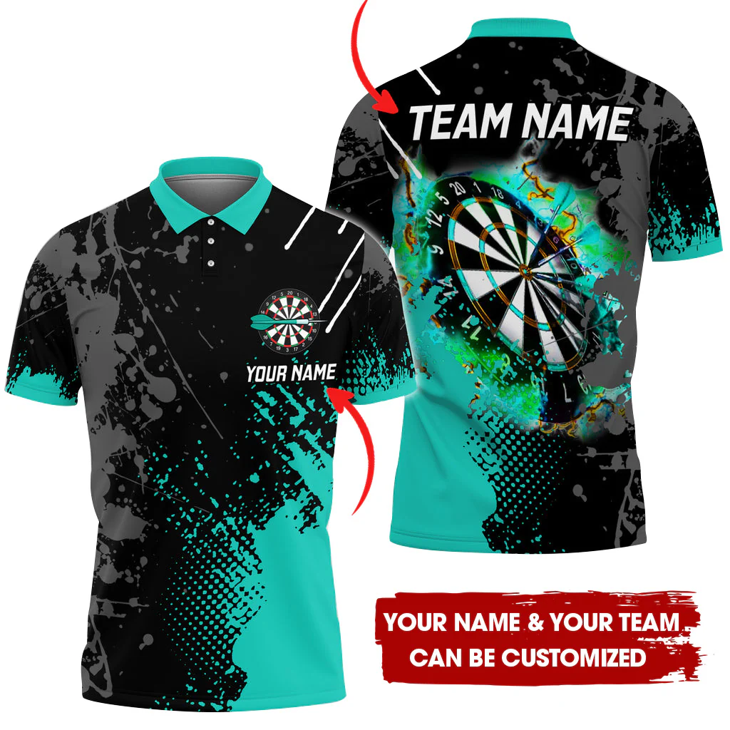 Customized Paint Style Darts Men Polo Shirt, Custom Darts For Team Polo Shirt For Men, Perfect Gift For Darts Lovers, Darts Players - Image 2