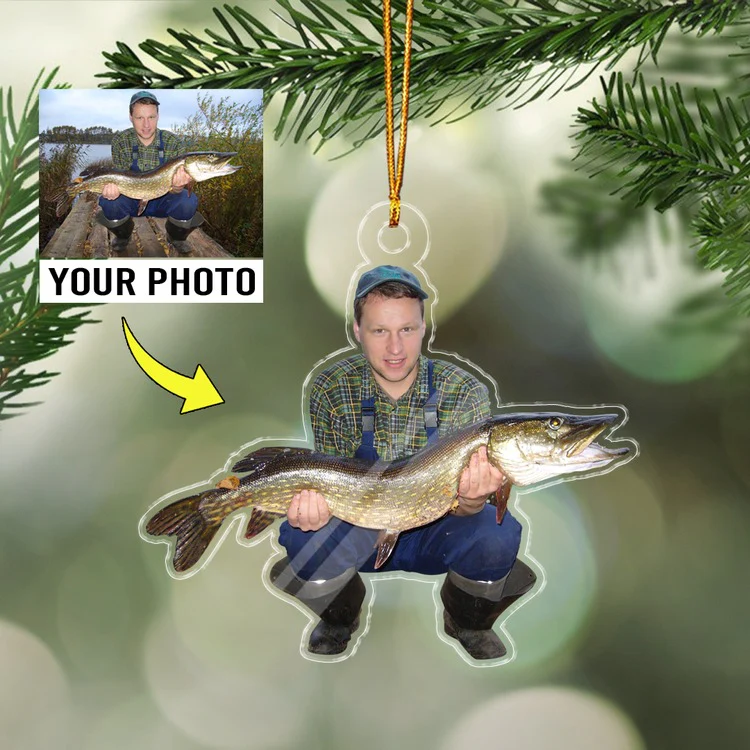 Customized Photo Acrylic Ornament, Fishing Acrylic Christmas Ornament - Christmas Gift For Fishing Lovers, Fisherman - Image 2