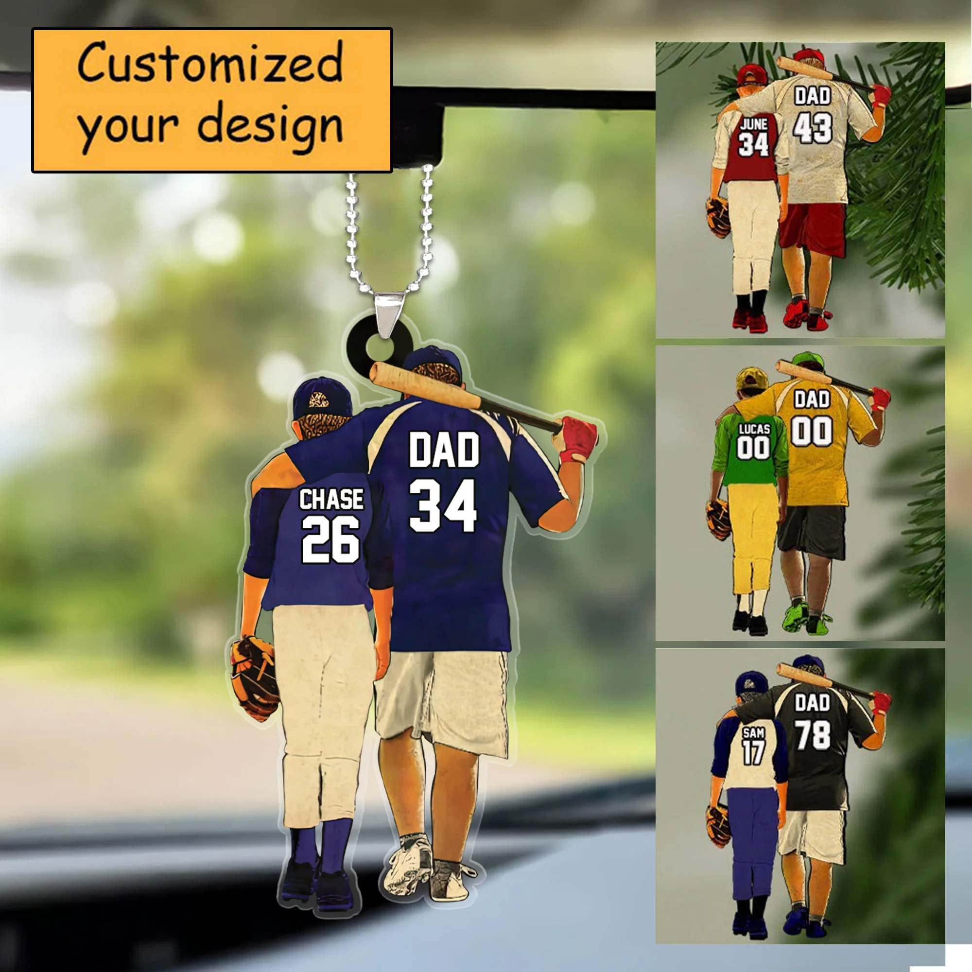 Customized Photo Baseball Players Dad & Son Christmas Acrylic Ornament Gift For Baseball Lovers Dad Son Coach - Christmas Ornament Decor - Image 3