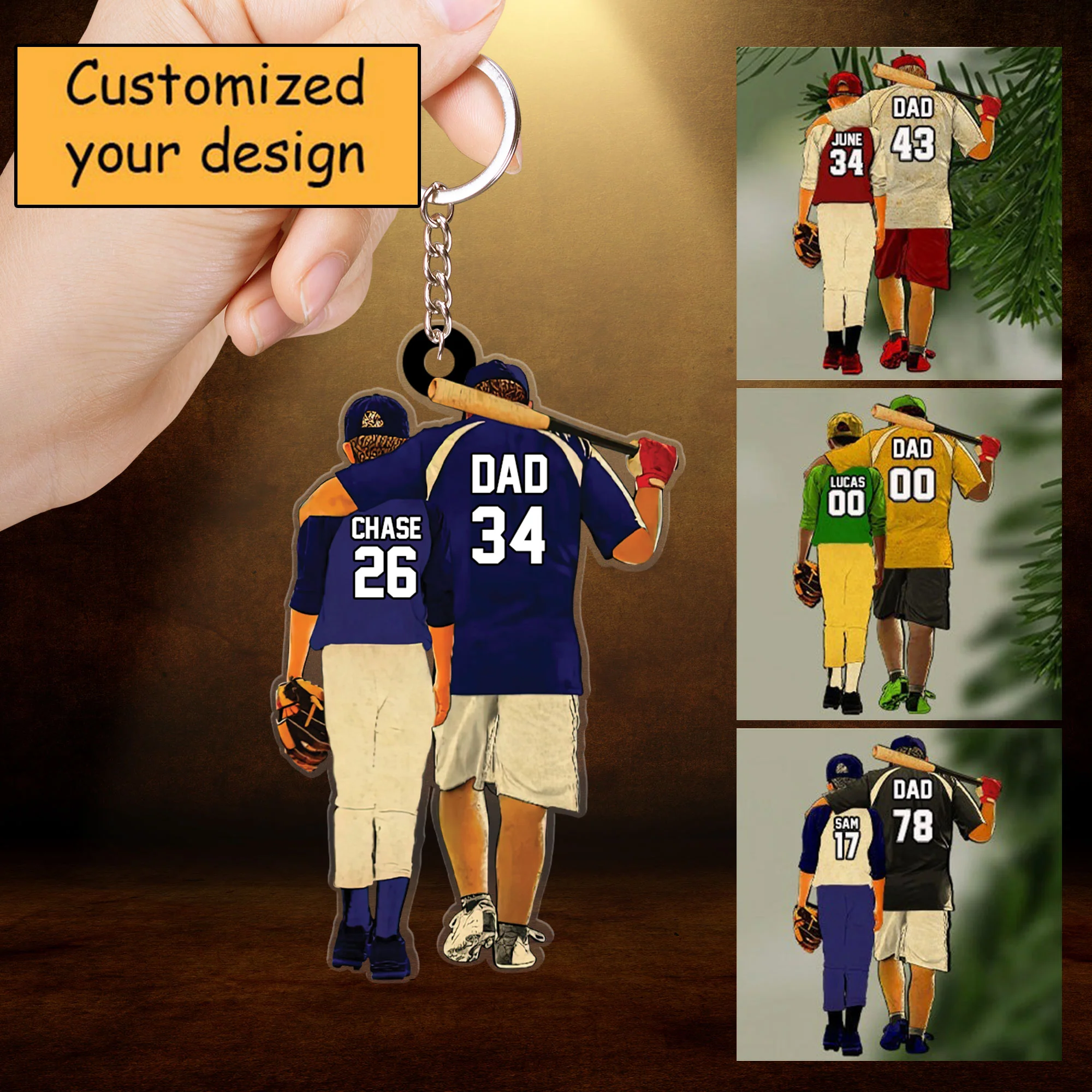 Customized Photo Baseball Players Dad & Son Christmas Acrylic Ornament Gift For Baseball Lovers Dad Son Coach - Christmas Ornament Decor - Image 4