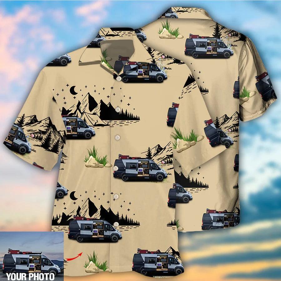 Customized Photo Camping Hawaiian Shirt, Personalized Camping Van Outdoor Life Moon Night Aloha Shirt For Men - Perfect Gift For Camping Lovers - Image 2
