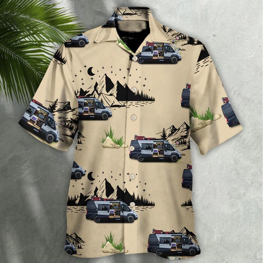 Customized Photo Camping Hawaiian Shirt, Personalized Camping Van Outdoor Life Moon Night Aloha Shirt For Men - Perfect Gift For Camping Lovers - Image 3
