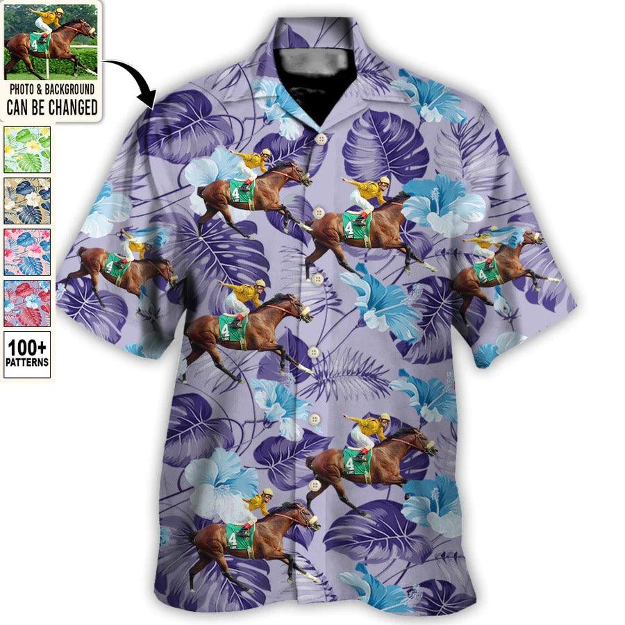 Customized Photo Horse Hawaiian Shirts For Summer - Horse Racing Tropical Summer Custom Photo, Horse Race, Kentucky Derby, Melbourne Horse Race - Perfect Gift For Men, Horse Racing Lovers - Image 6