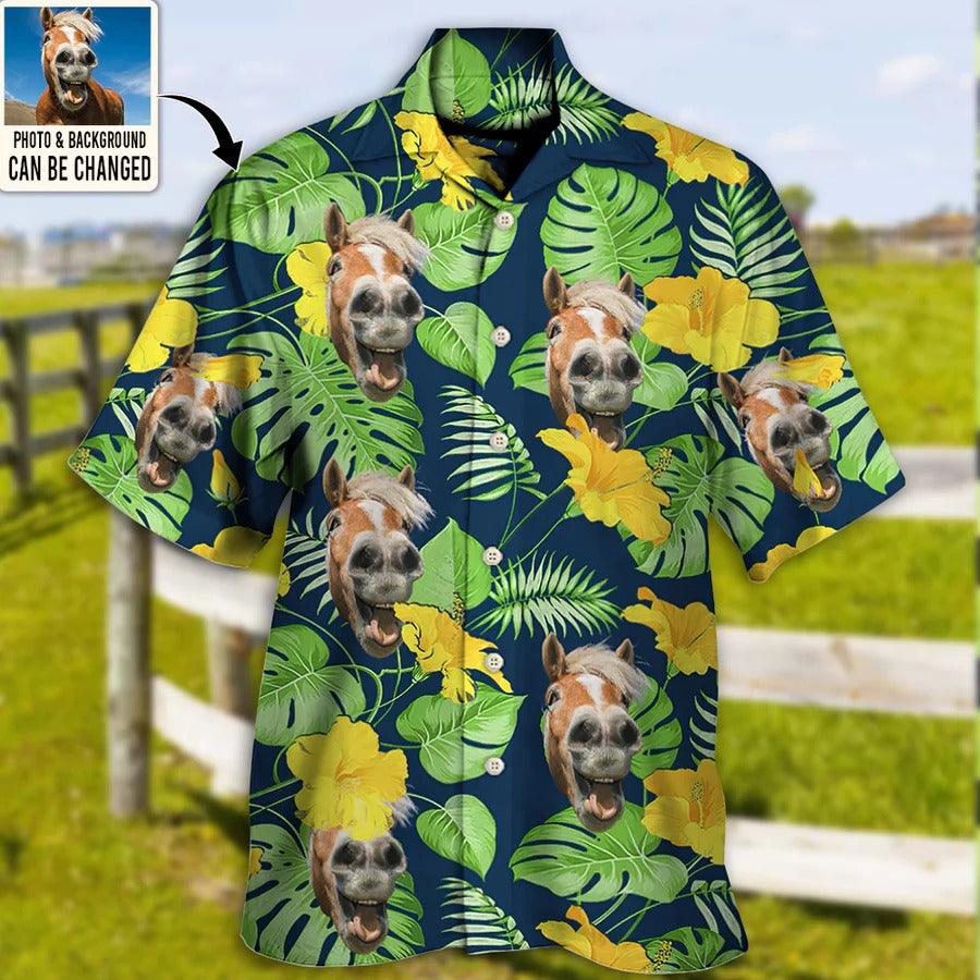 Customized Photo Horse Hawaiian Shirts For Summer - Horse You Want Tropical Custom Photo Hawaiian Shirt - Perfect Gift For Men, Horse Racing Lovers - Image 2