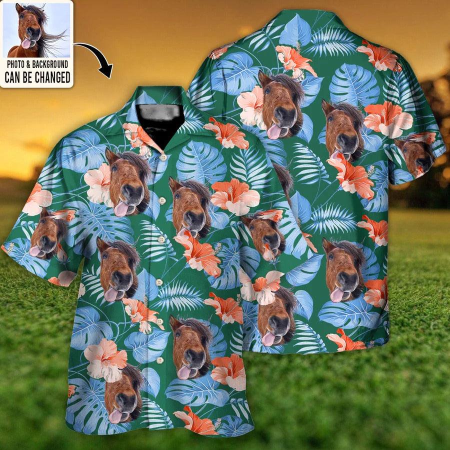 Customized Photo Horse Hawaiian Shirts For Summer - Horse You Want Tropical Custom Photo Hawaiian Shirt - Perfect Gift For Men, Horse Racing Lovers - Image 3