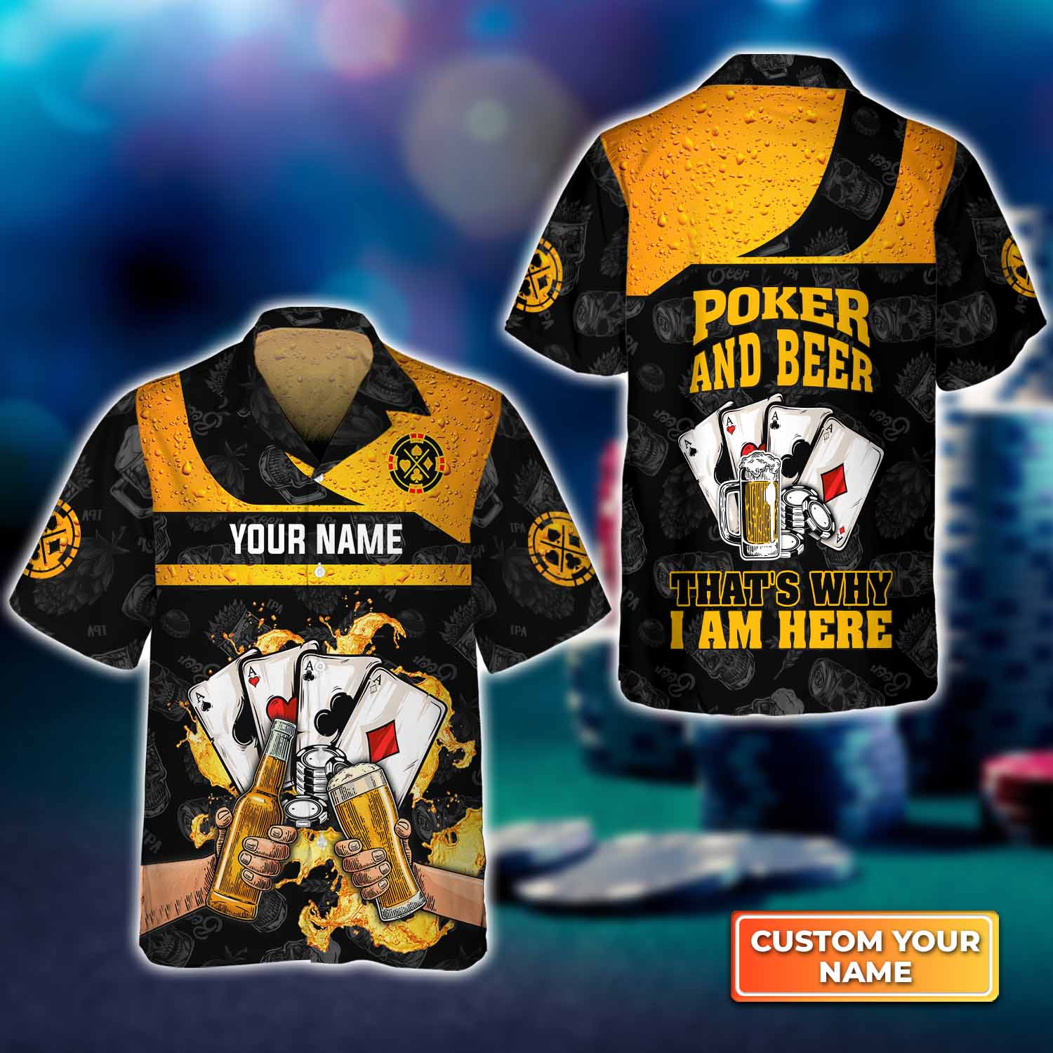 Customized Poker Shirt, Poker And Beer That's Why I'm Here Shirts, Perfect Outfit For Poker Players - Image 2