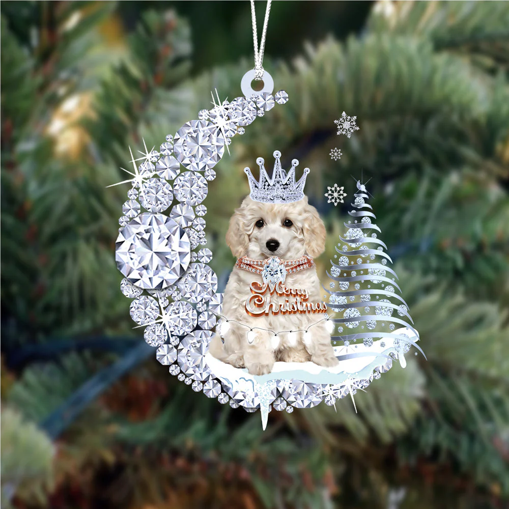 Customized Poodle Diamond Moon Merry Christmas Mica Ornament - Best Gift For Dog Lovers, Dog Owners - Image 5