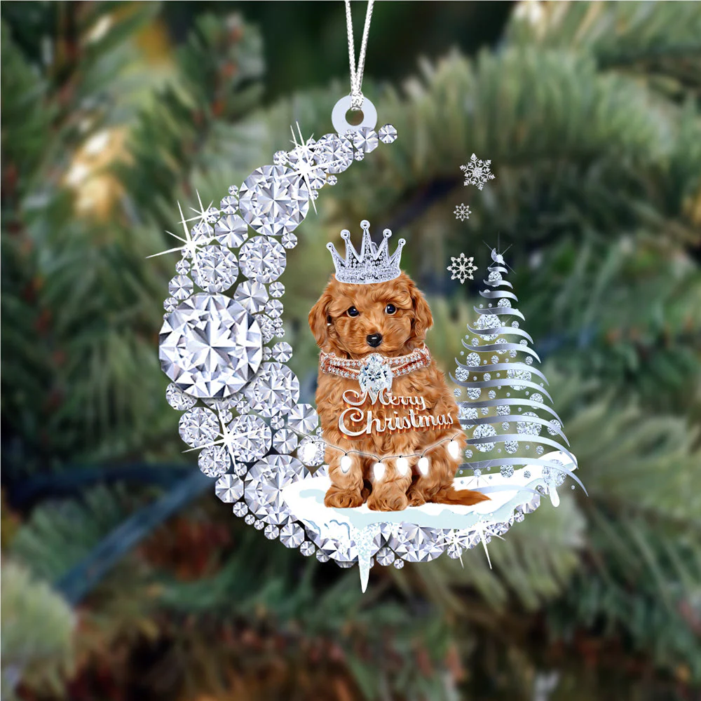 Customized Poodle Diamond Moon Merry Christmas Mica Ornament - Best Gift For Dog Lovers, Dog Owners - Image 6