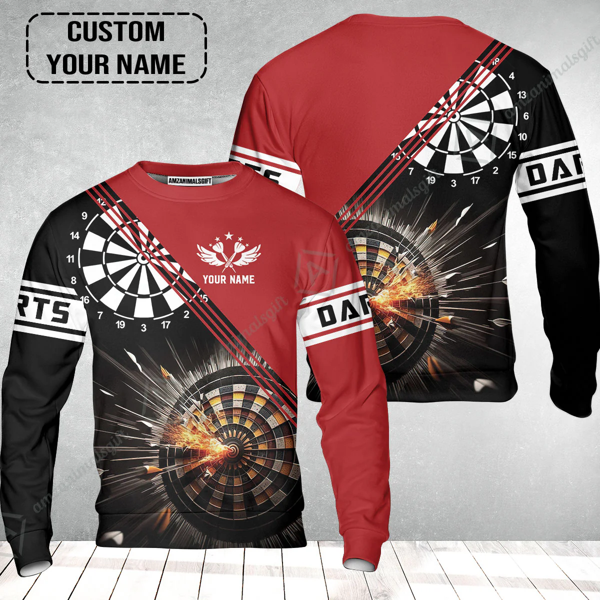 Customized Red Darts Sweatshirt, Custom Darts For Team Sweatshirt - Image 2