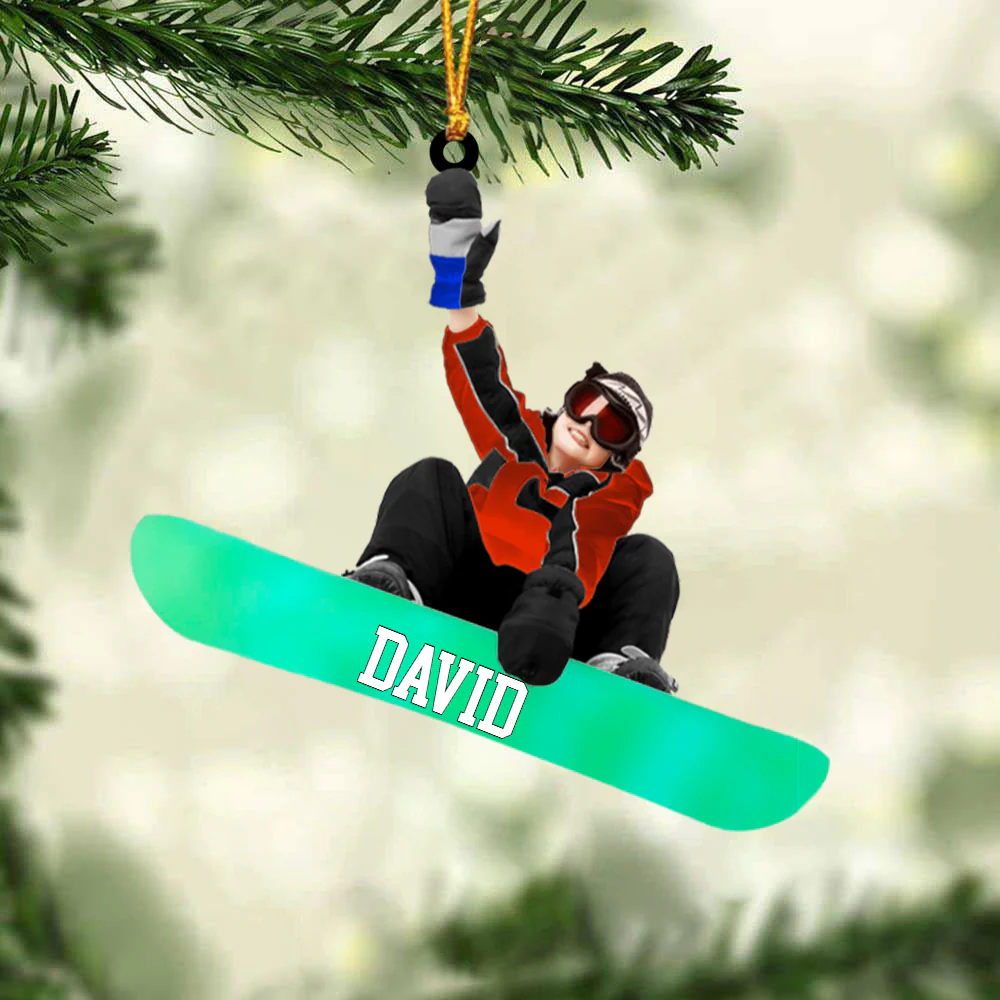 Customized Snowboarding Boy, Skiing Boy Christmas Acrylic Keychain, Gift For Snowboarding Lovers - Image 3