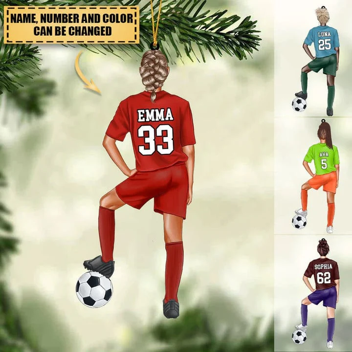 Customized Soccer Female Players Christmas Ornament, Soccer Team Gift For Daughter, Football Players, Football Lovers - Image 2