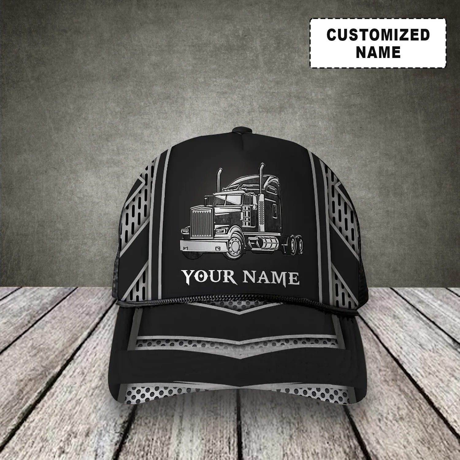 Customized Trucker Mesh Cap Hat, Truck Black And Grey Caps Hat, Perfect Hat For Trucker