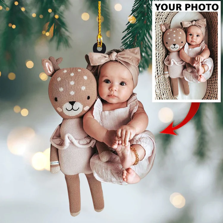 Cute Baby Photo Ornament For Holiday, Custom Photo Shape Acrylic Ornament - Image 3