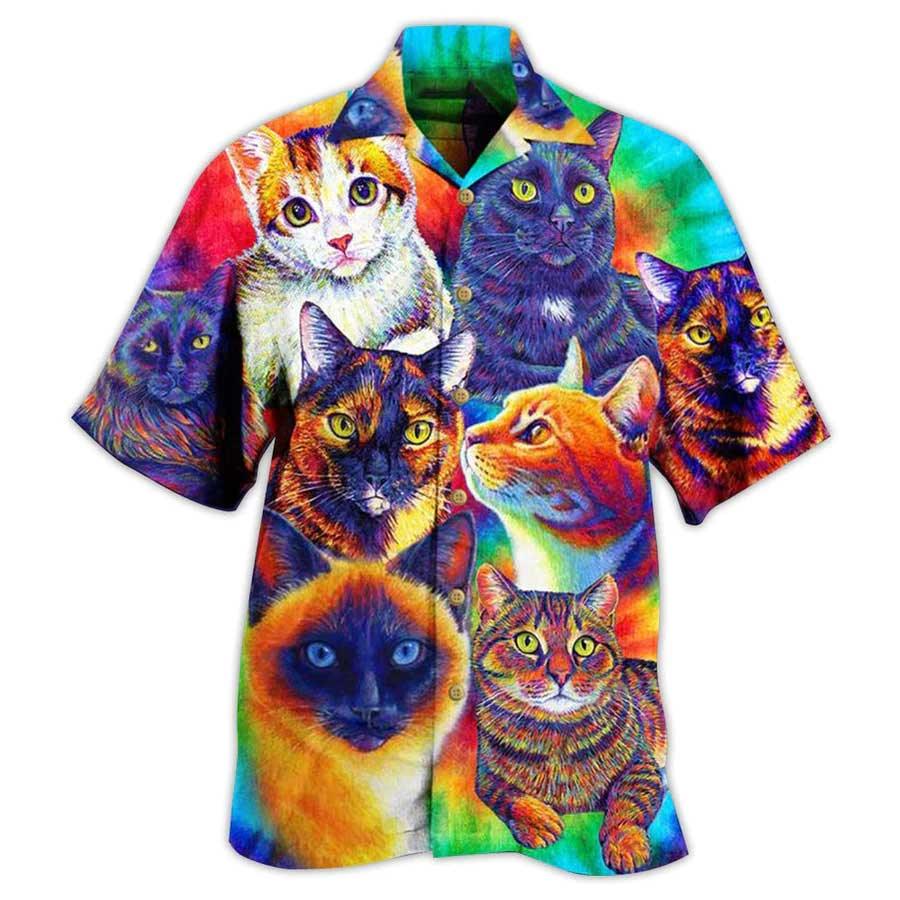 Cute Cat Aloha Hawaiian Shirt For Summer, Best Cat Colorful All My Soul Hawaiian Shirts Outfit For Men Women, Friend, Team, Cat Lovers - Image 3