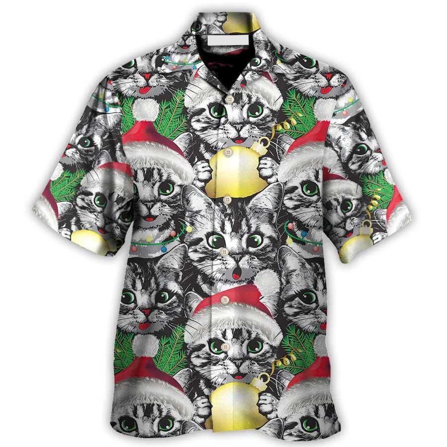 Cute Cat Christmas Meowy Xmas Aloha Hawaiian Shirt For Summer, Best Colorful Cool Cat Hawaiian Shirts Outfit For Men Women, Friend, Cat Lover