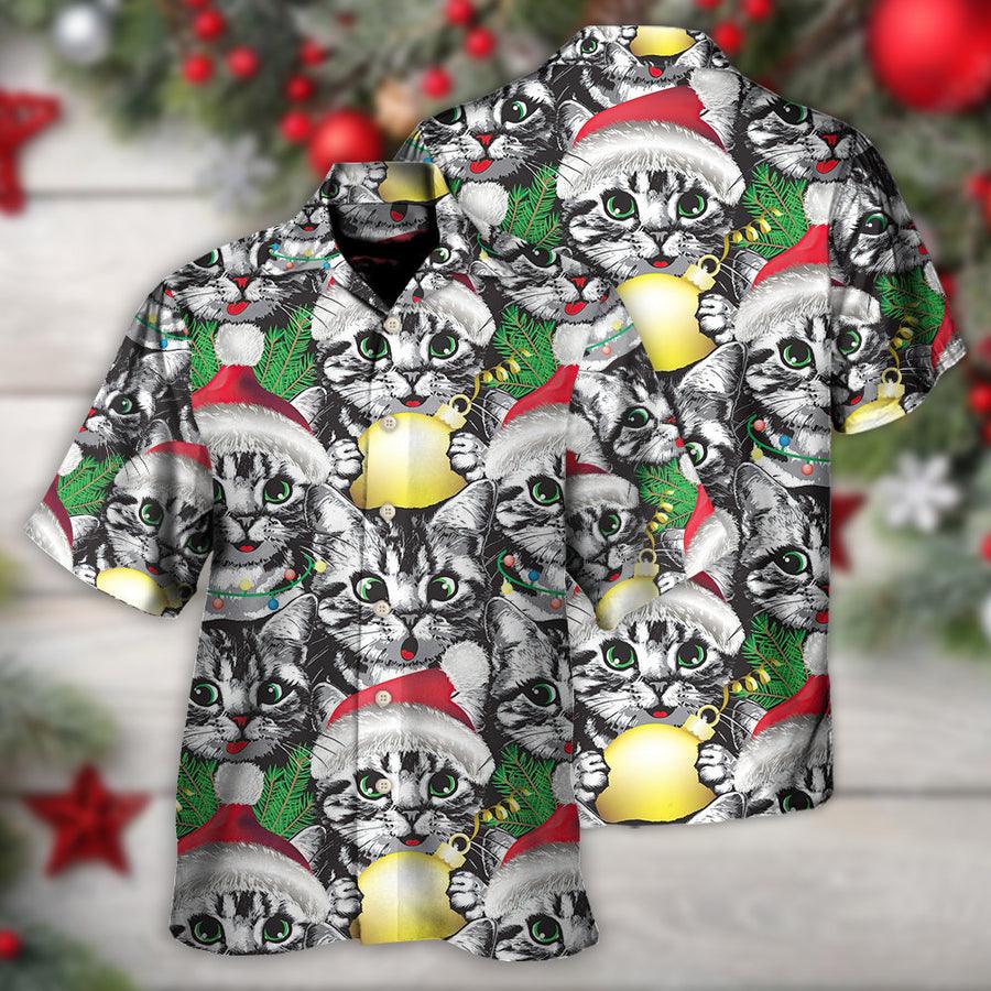 Cute Cat Christmas Meowy Xmas Aloha Hawaiian Shirt For Summer, Best Colorful Cool Cat Hawaiian Shirts Outfit For Men Women, Friend, Cat Lover - Image 3