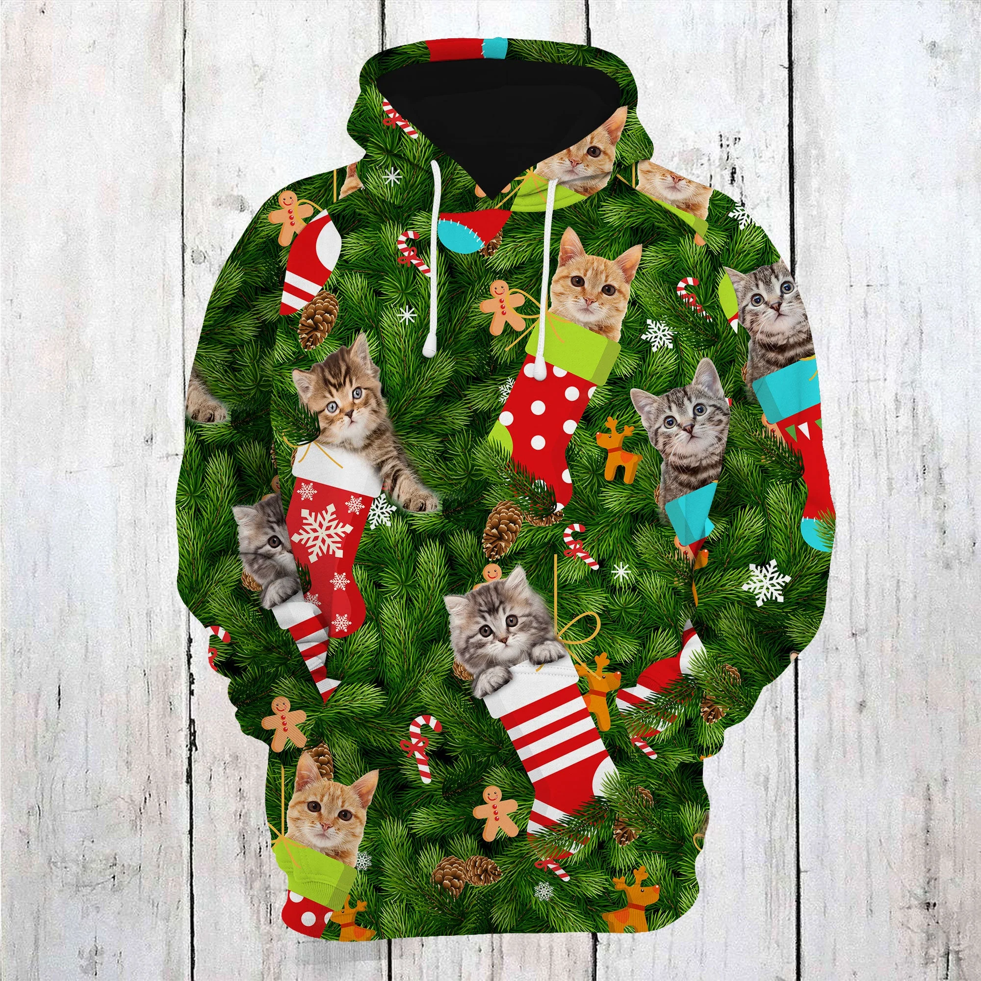 Cute Cat Socks Christmas Pullover Premium Hoodie, Perfect Outfit For Men And Women On Christmas New Year Autumn Winter