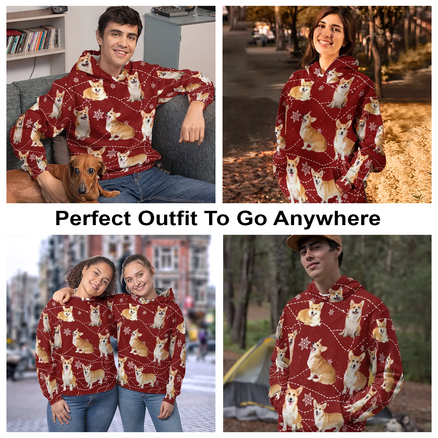 Cute Corgi Christmas Pullover Premium Hoodie, Perfect Outfit For Men And Women On Christmas New Year Autumn Winter - Image 3