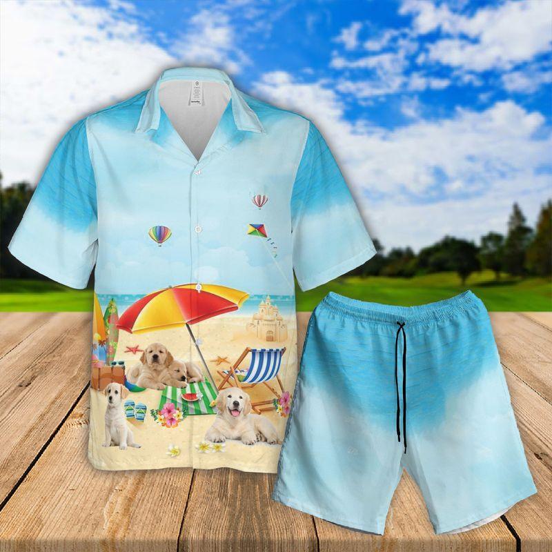 Cute Labrador Retriever Puppy Aloha Hawaiian Shirts For Summer, Dog Beach Picture Hawaiian Shirt For Men Women, Best Gift For Dog Lovers, Dog Mom Dad