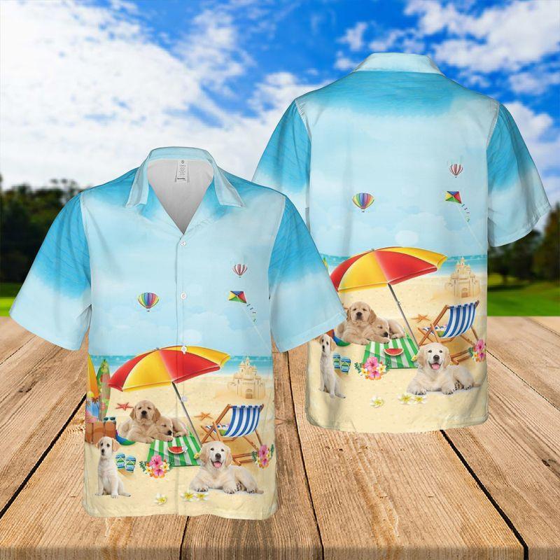Cute Labrador Retriever Puppy Aloha Hawaiian Shirts For Summer, Dog Beach Picture Hawaiian Shirt For Men Women, Best Gift For Dog Lovers, Dog Mom Dad - Image 2