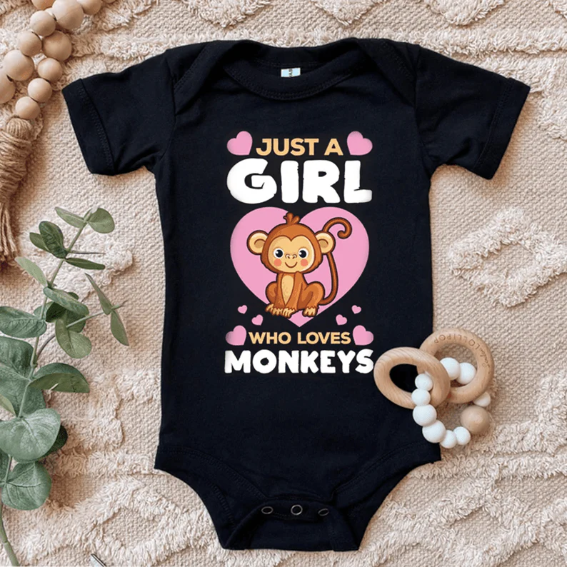 Cute Monkey Baby Onesies, Just A Girl Who Loves Monkeys Newborn Onesies - Perfect Gift For Baby, Baby Gift Onesie