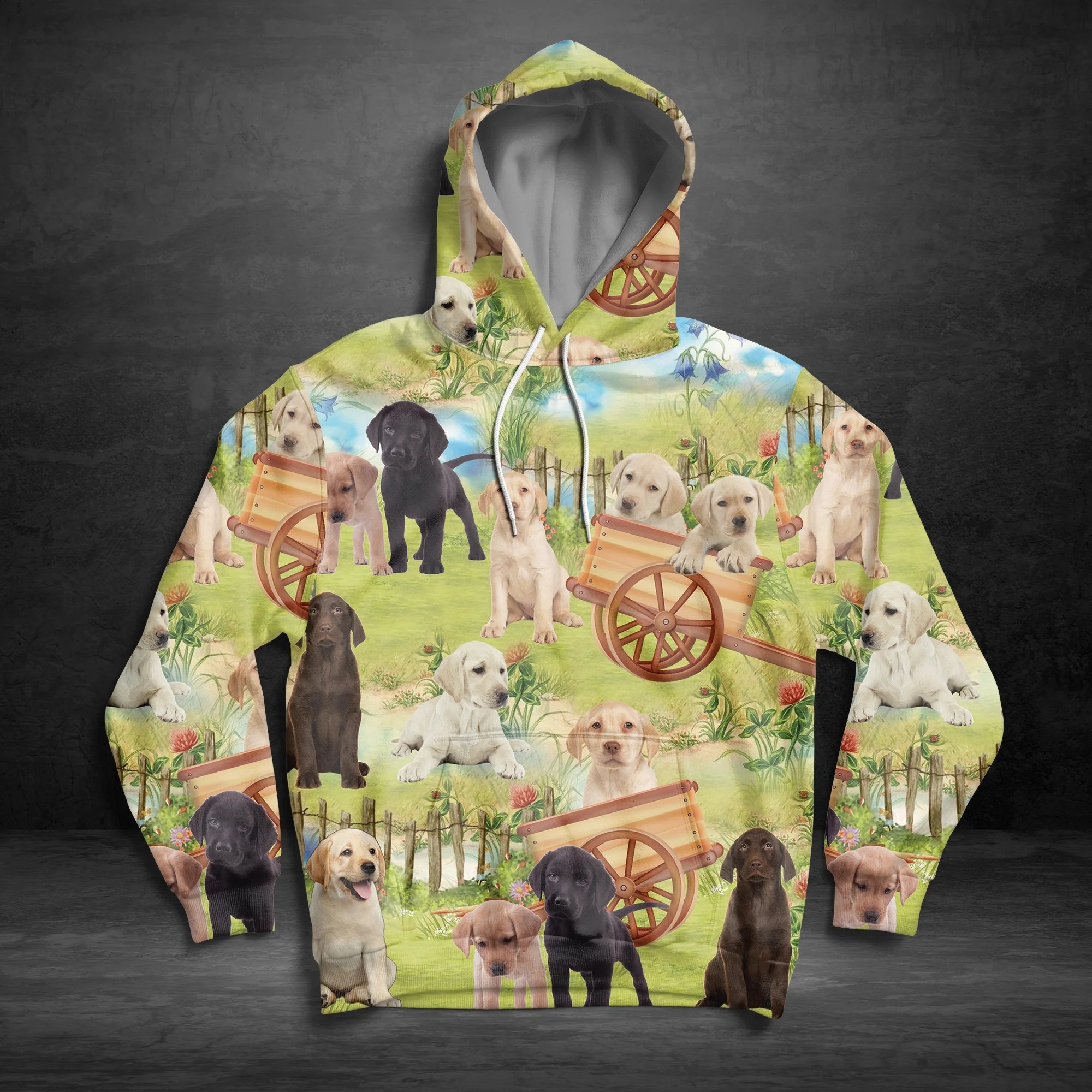 Cute Puppies Labs Pullover Premium Hoodie, Perfect Outfit For Men And Women On Christmas New Year Autumn Winter G5116 - All Over Print Unisex Hoodie - Image 2