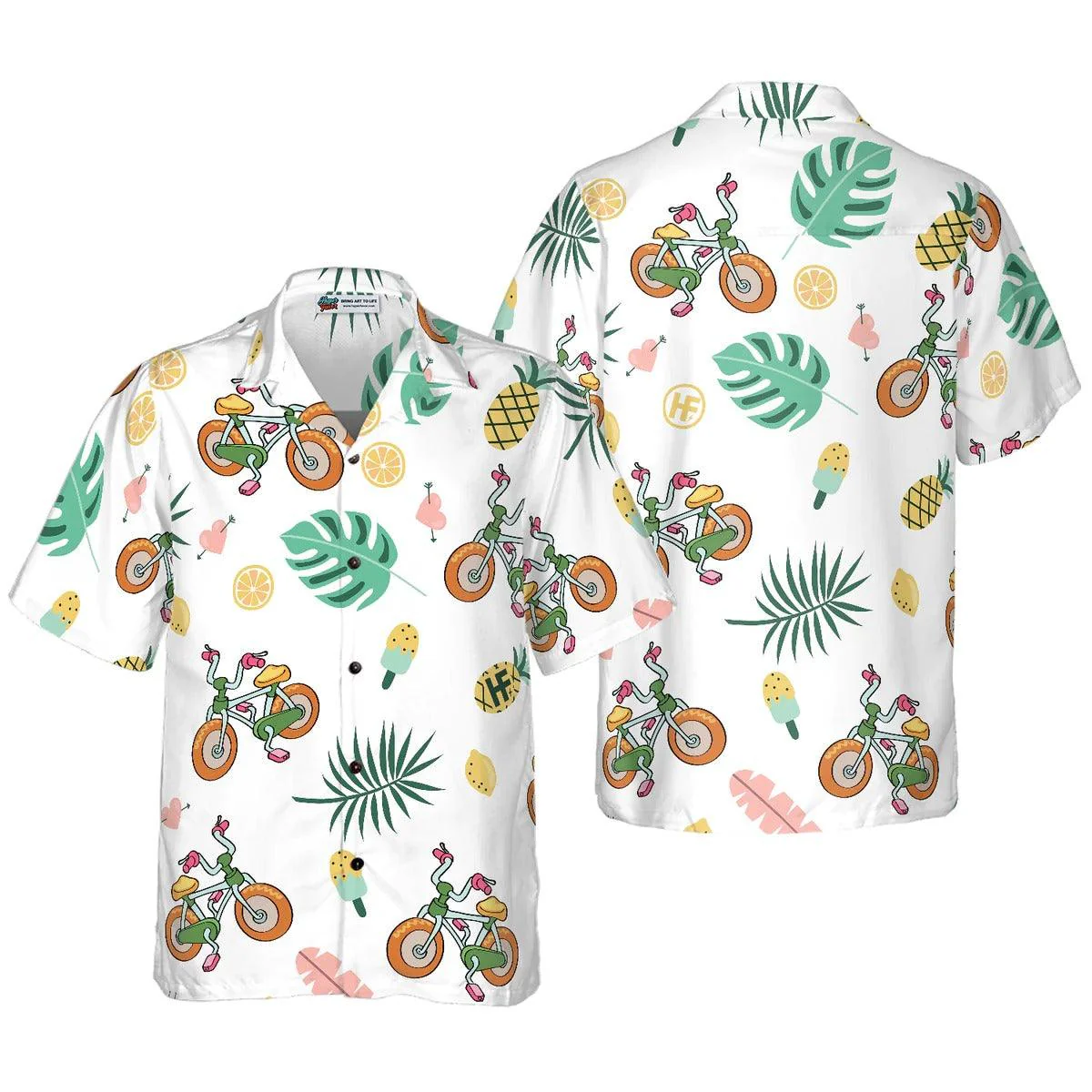 Cycling Hawaiian Shirt, Cartoon Cycling Hawaiian Shirt, Cycling Summer Aloha Shirt- Perfect Gift For Men, Women, Cycling Lover, Friend, Family