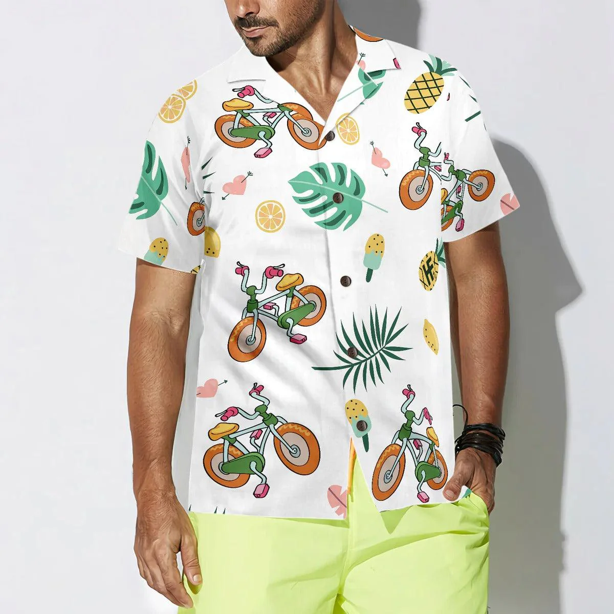 Cycling Hawaiian Shirt, Cartoon Cycling Hawaiian Shirt, Cycling Summer Aloha Shirt- Perfect Gift For Men, Women, Cycling Lover, Friend, Family - Image 4