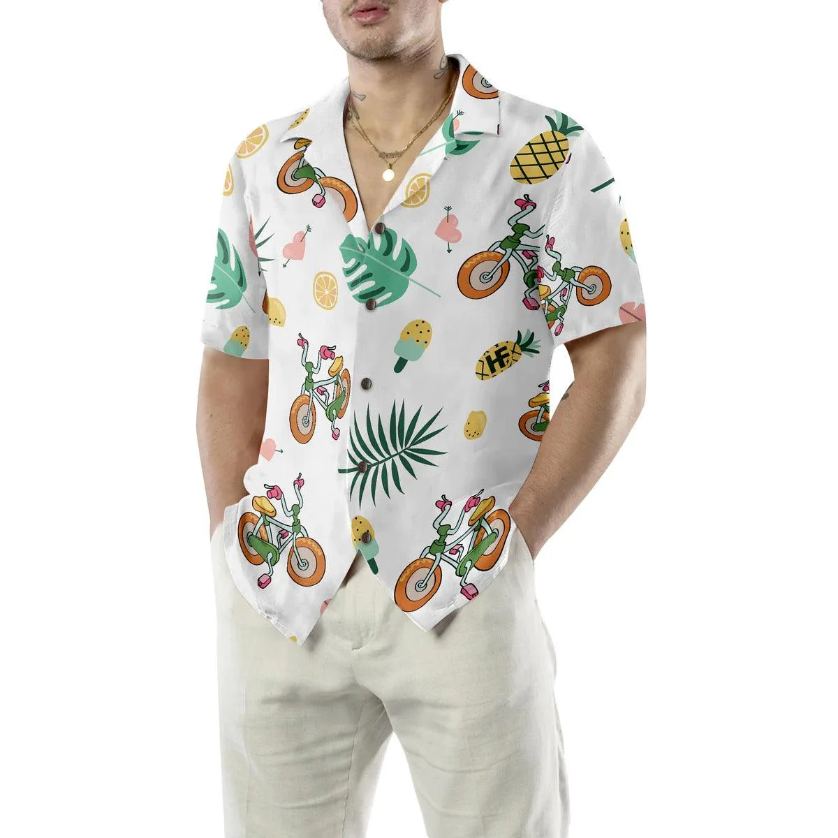 Cycling Hawaiian Shirt, Cartoon Cycling Hawaiian Shirt, Cycling Summer Aloha Shirt- Perfect Gift For Men, Women, Cycling Lover, Friend, Family - Image 5