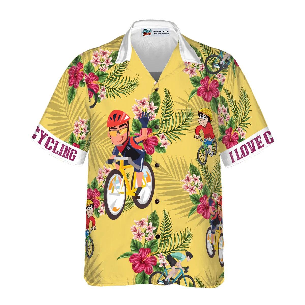 Cycling Hawaiian Shirt, Cycling Aloha Shirt, Tropical Pattern Hawaiian Shirt - Perfect Gift For Men Women, Friends, Family, Beach Lover - Image 4