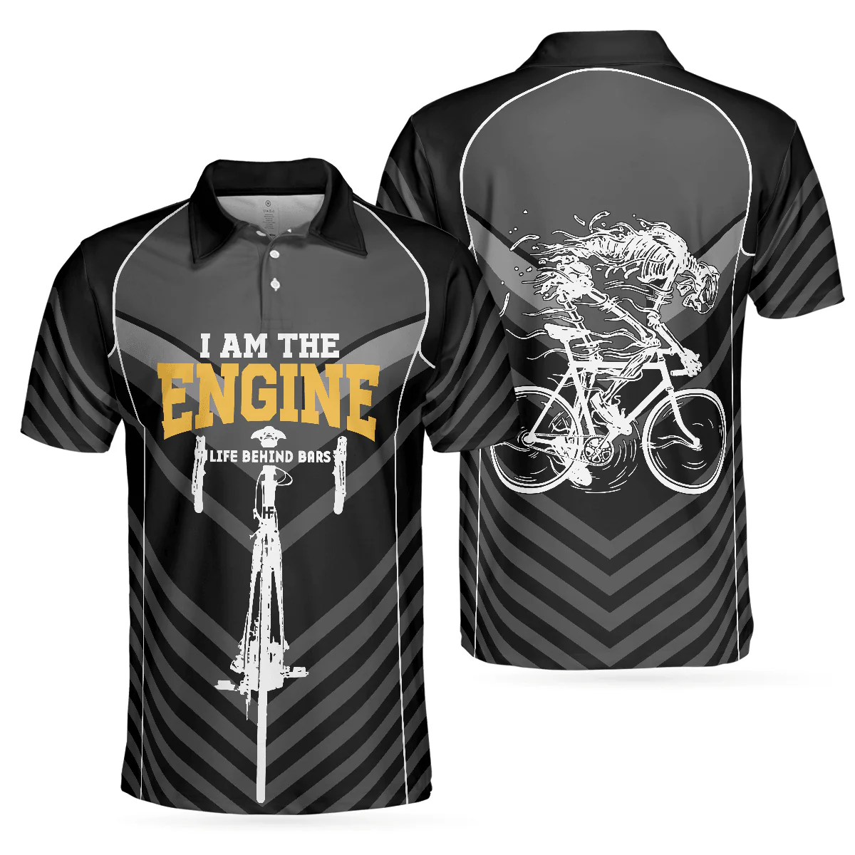 Cycling  Men Polo Shirt - I Am The Engine Cycling Polo Shirt, Skeleton Cyclist Polo Shirt, Best Cycling Shirt For Men - Image 2