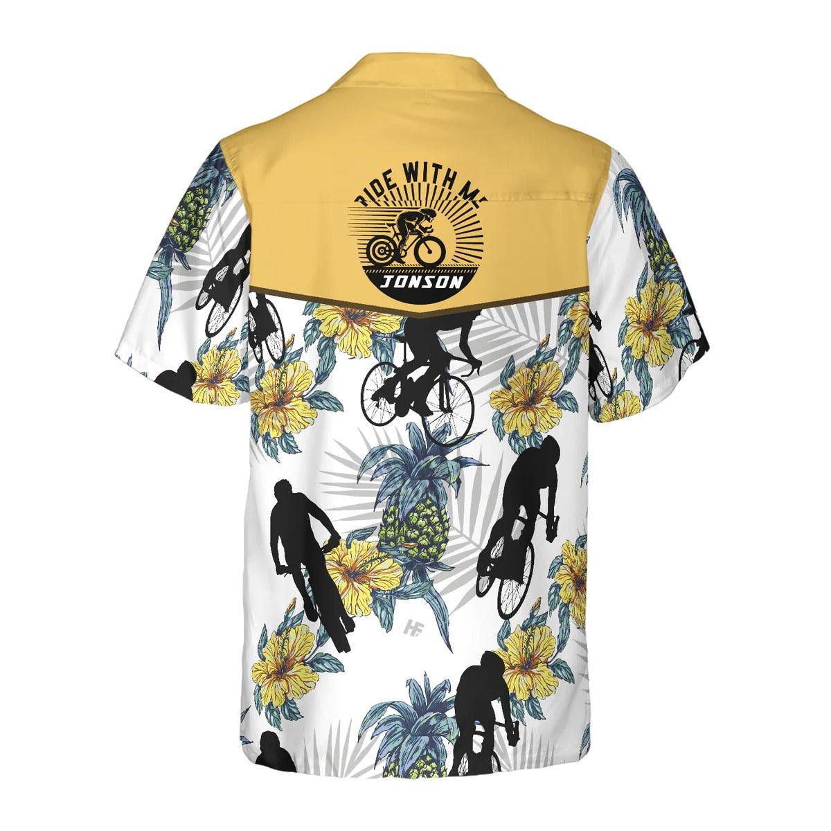 Cycling Ride With Me Custom Hawaiian Shirt, Cycling Hawaiian Shirt, Custom Aloha Shirt - Perfect Gift For Men, Women, Husband, Wife, Friend, Family - Image 3