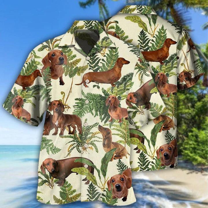 Dachshund Aloha Hawaii Shirt - Dog Tropical Leaf Lovely Hawaiian Shirt For Summer - Perfect Gift For Dog Lovers, Friend, Family