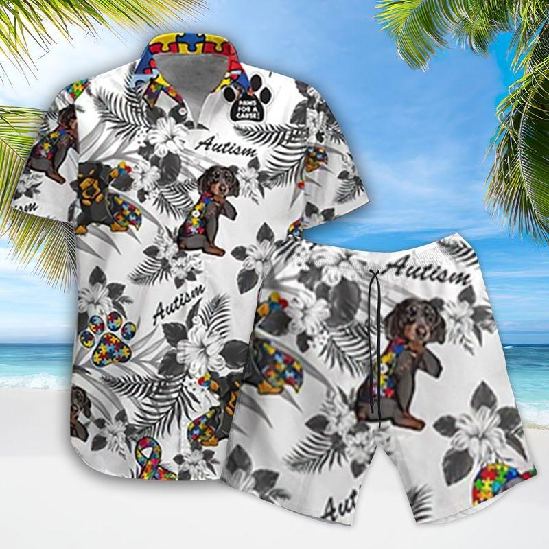 Dachshund Aloha Hawaiian Shirt - Autism Puzzle Hawaiian Shirt, Funny Dachshund Hawaiian Shirt For Men & Women, Dachshund Lover