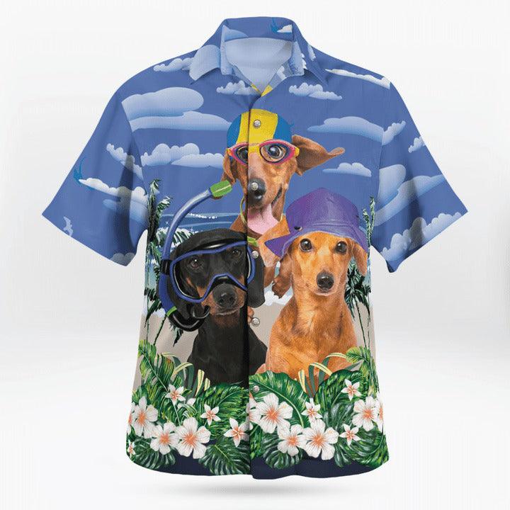 Dachshund Aloha Hawaiian Shirt - Dog dive Tropical Leaves Hawaiian Shirt For Summer - Perfect Gift For Dog Lovers Friend, Family - Image 2