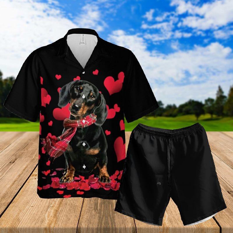 Dachshund Aloha Hawaiian Shirt - Valentine Dachshund Hawaiian Shirt, My Dachshund My Valentine Hawaiian Shirt For Men & Women, Dachshund Lover - Image 3