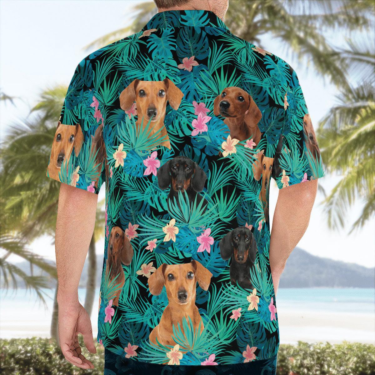Dachshund Custom Hawaiian Shirt, Dachshund Tropical Pattern Personalized Hawaiian Shirt - Perfect Gift For Men, Women, Dog Lover, Friend, Family - Image 2
