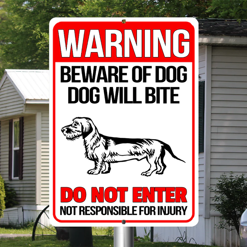 Dachshund Dog Metal Signs - Warning Beware of Dog Will Bite Do Not Enter, Customized Dog Breed Metal Signs For House Decoration - Image 2