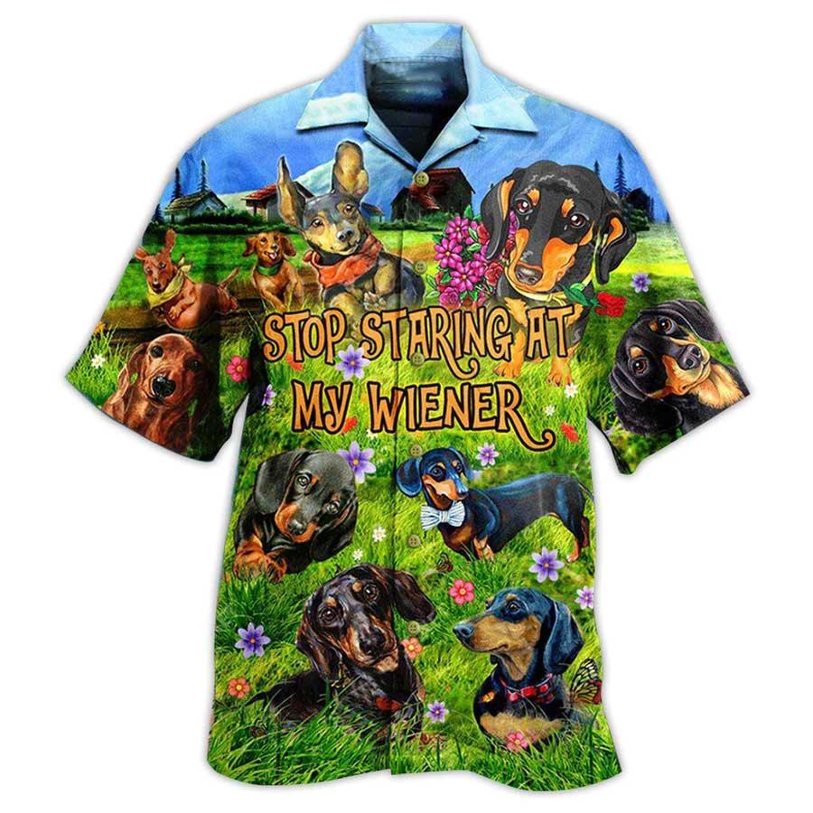 Dachshund Hawaiian Shirt, Dog Aloha Hawaiian Shirt For Summer, Stop Staring At My Wiener Hawaiian Shirt, Gift For Men Women, Dog Lover, Dog Mom Dad - Image 2