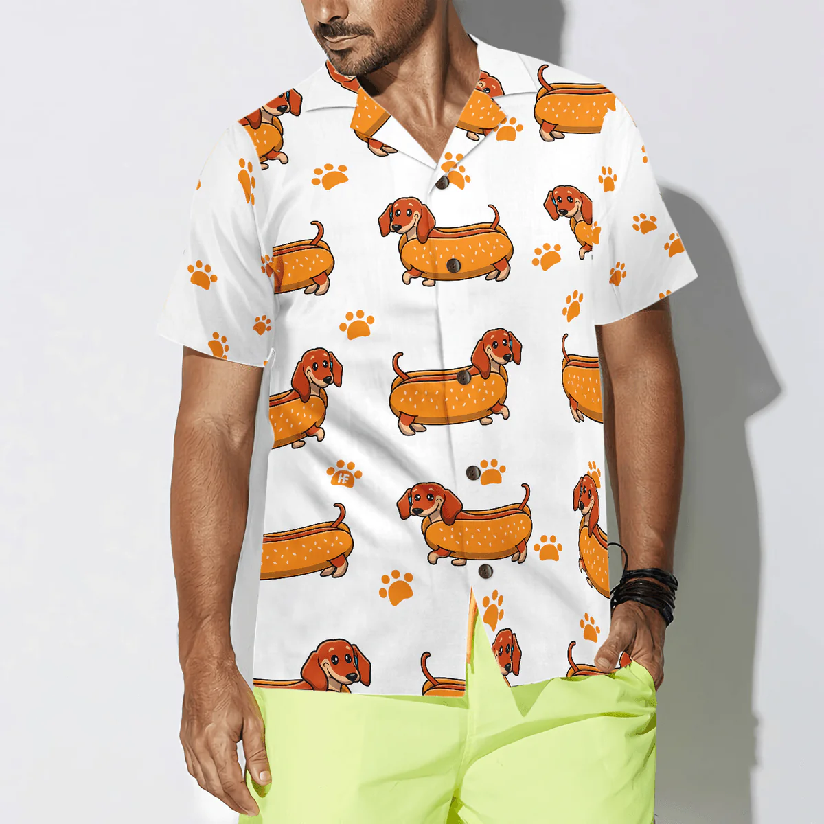 Dachshund Hawaiian Shirt, Real Hotdog Dachshund Aloha Shirt For Men - Perfect Gift For Dachshund Lovers, Husband, Boyfriend, Friend, Family - Image 4