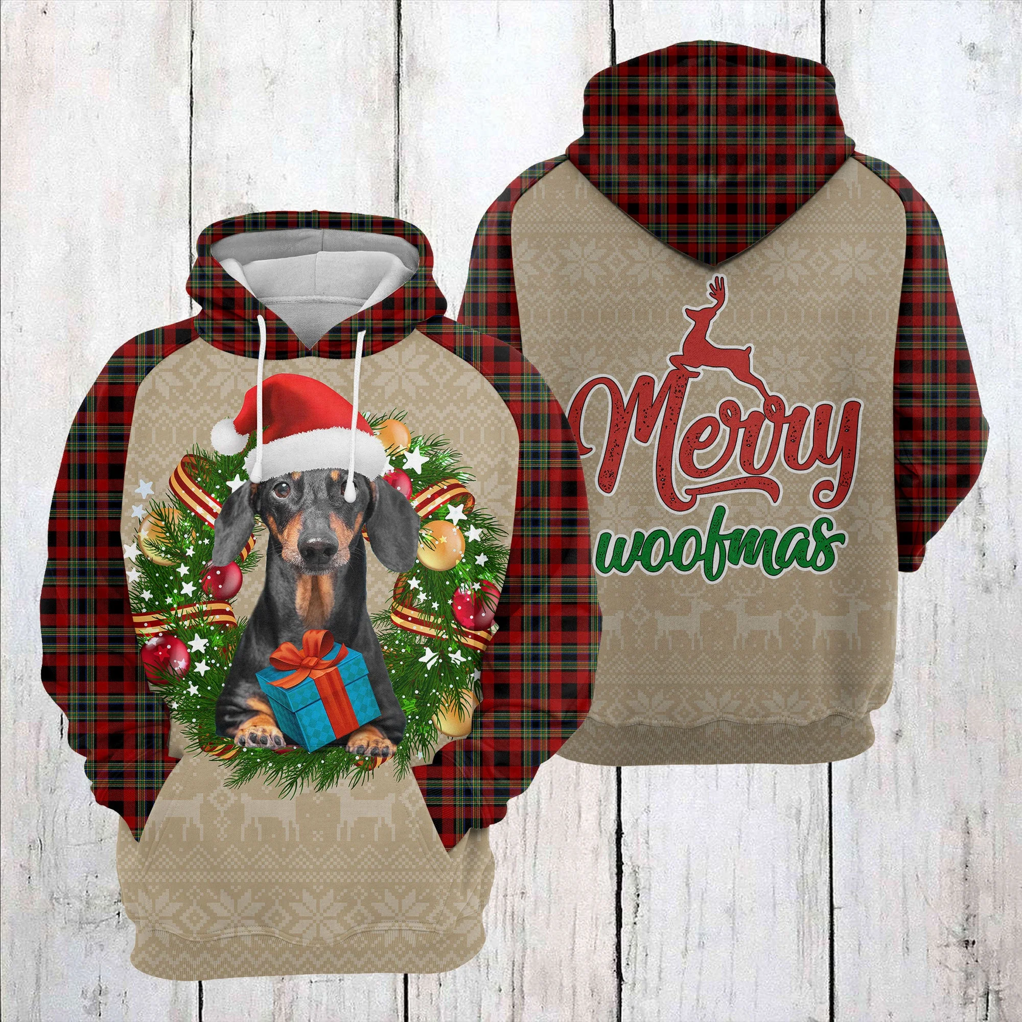 Dachshund Merry Christmas Pullover Premium Hoodie, Perfect Outfit For Men And Women On Christmas New Year Autumn Winter