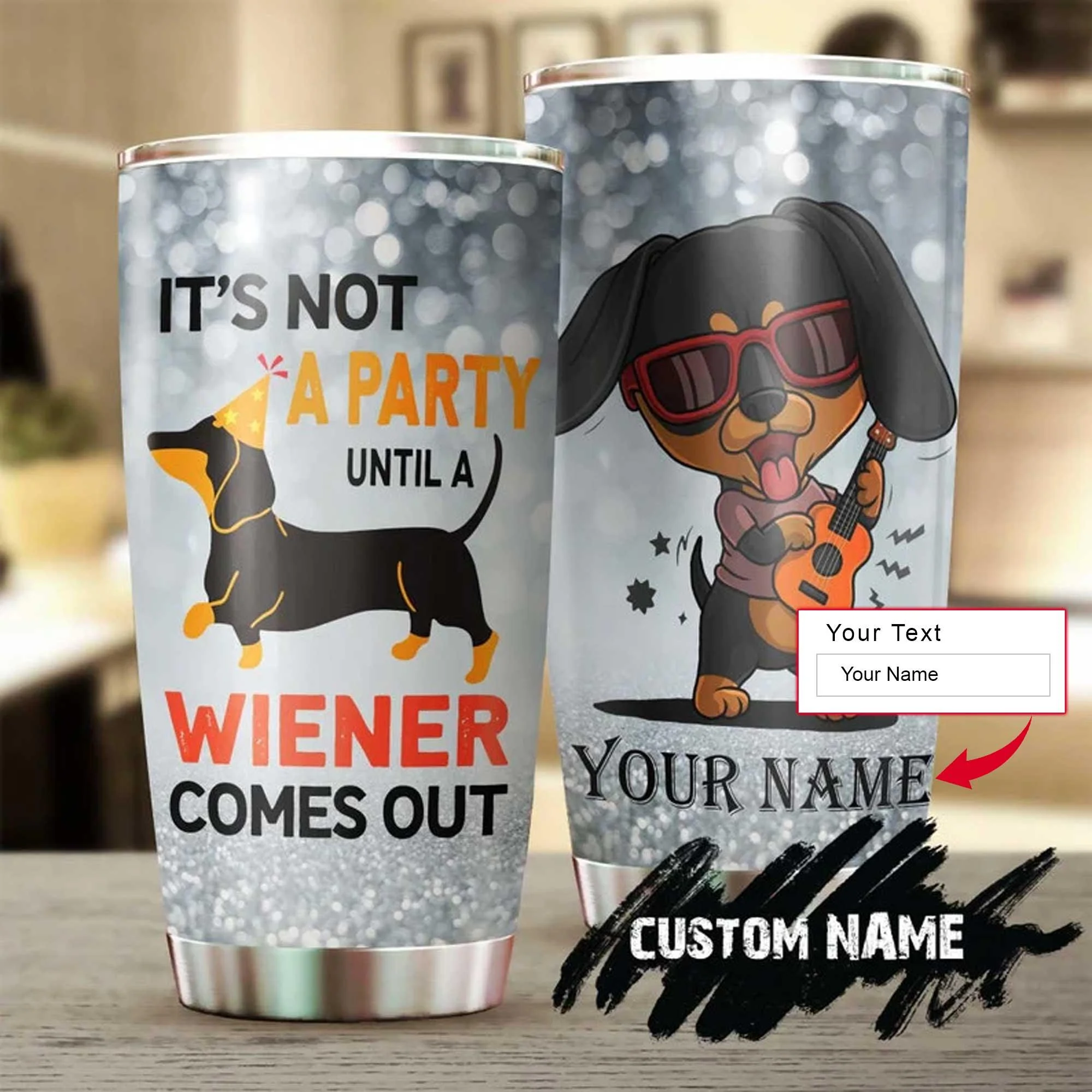 Dachshund Personalized Mother's Day Gift Tumbler - Gift For Dog Lover, Dog Mom, Dog Dad, Dog Lady - Its Not Party Until A Wiener Comes Out Tumbler - Image 2