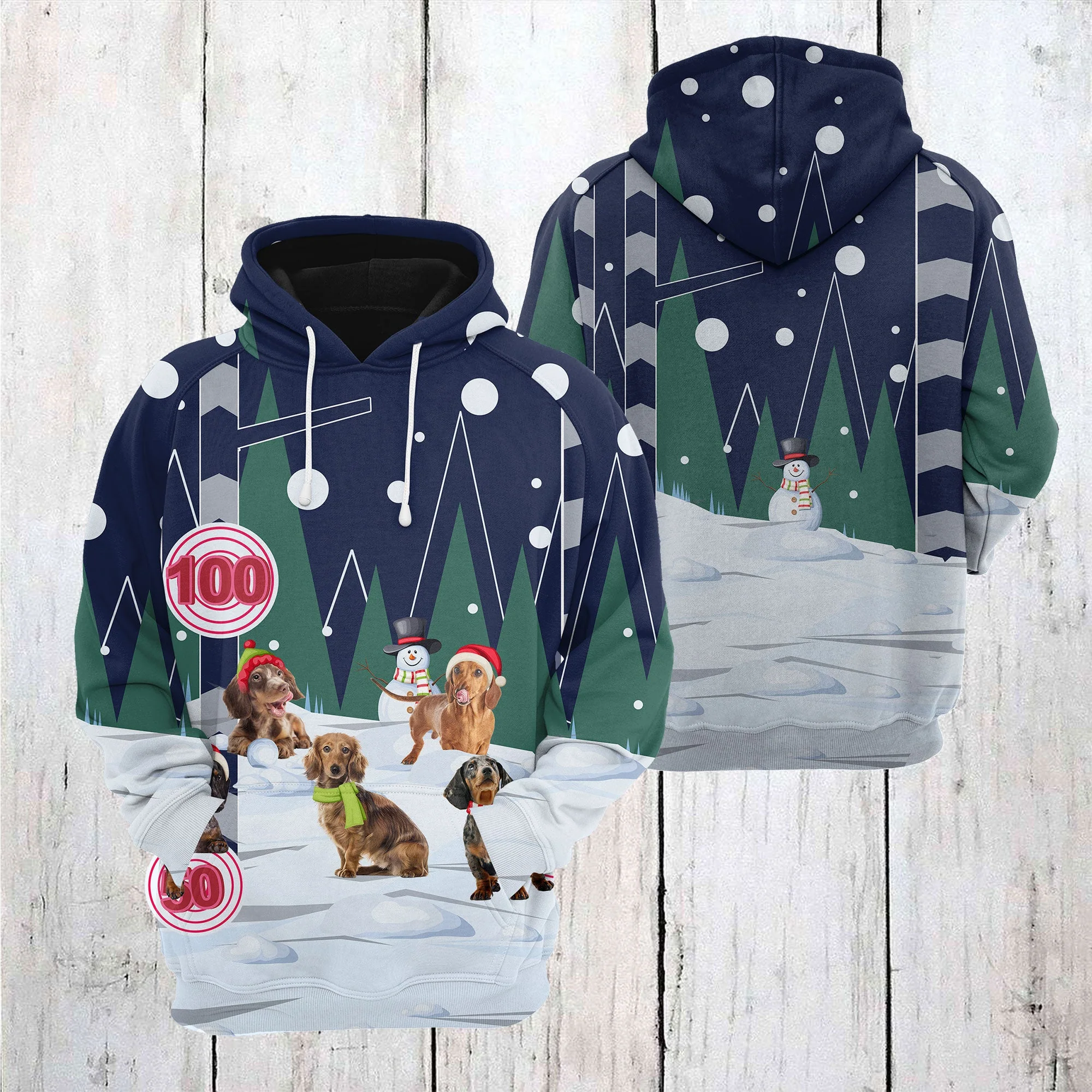 Dachshund Playing Christmas Pullover Premium Hoodie, Perfect Outfit For Men And Women On Christmas New Year Autumn Winter - Image 3