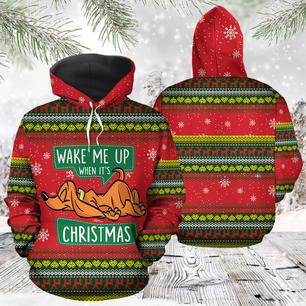 Dachshund Pullover Premium Hoodie Wake Me Up Christmas, Perfect Outfit For Men And Women On Christmas New Year Autumn Winter - Image 3