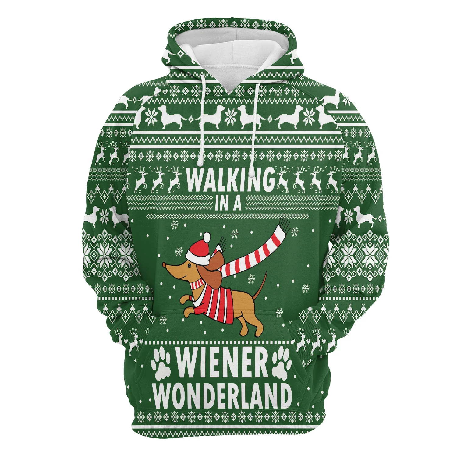 Dachshund Pullover Premium Hoodie Walking In A Wiener Wonderland, Perfect Outfit For Men And Women On Christmas New Year Autumn Winter - Image 2